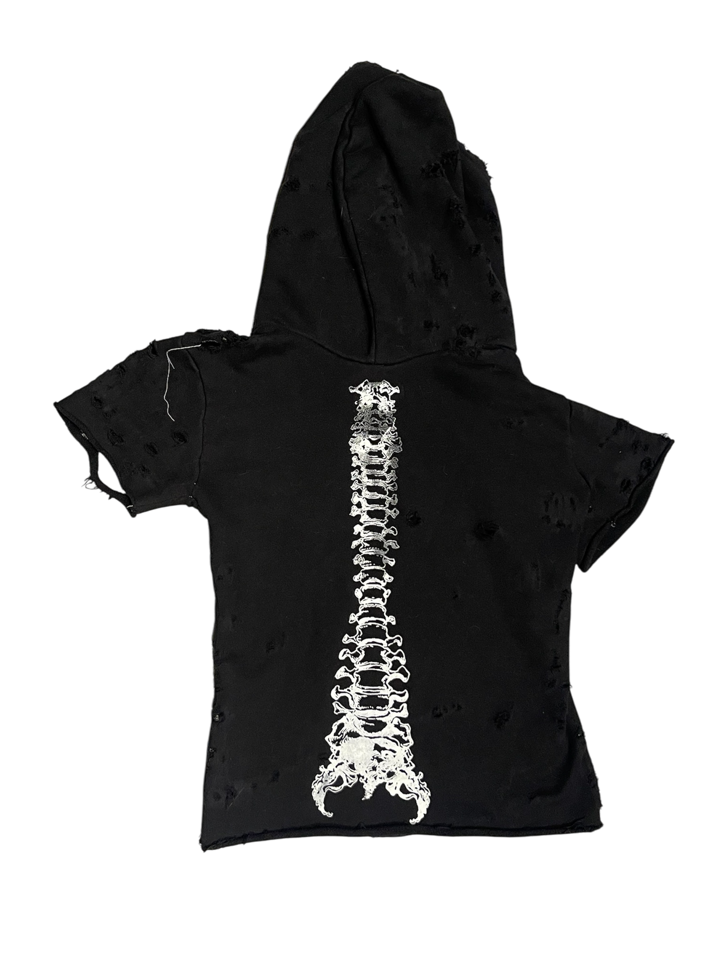 short sleeve raw power spine hoodie