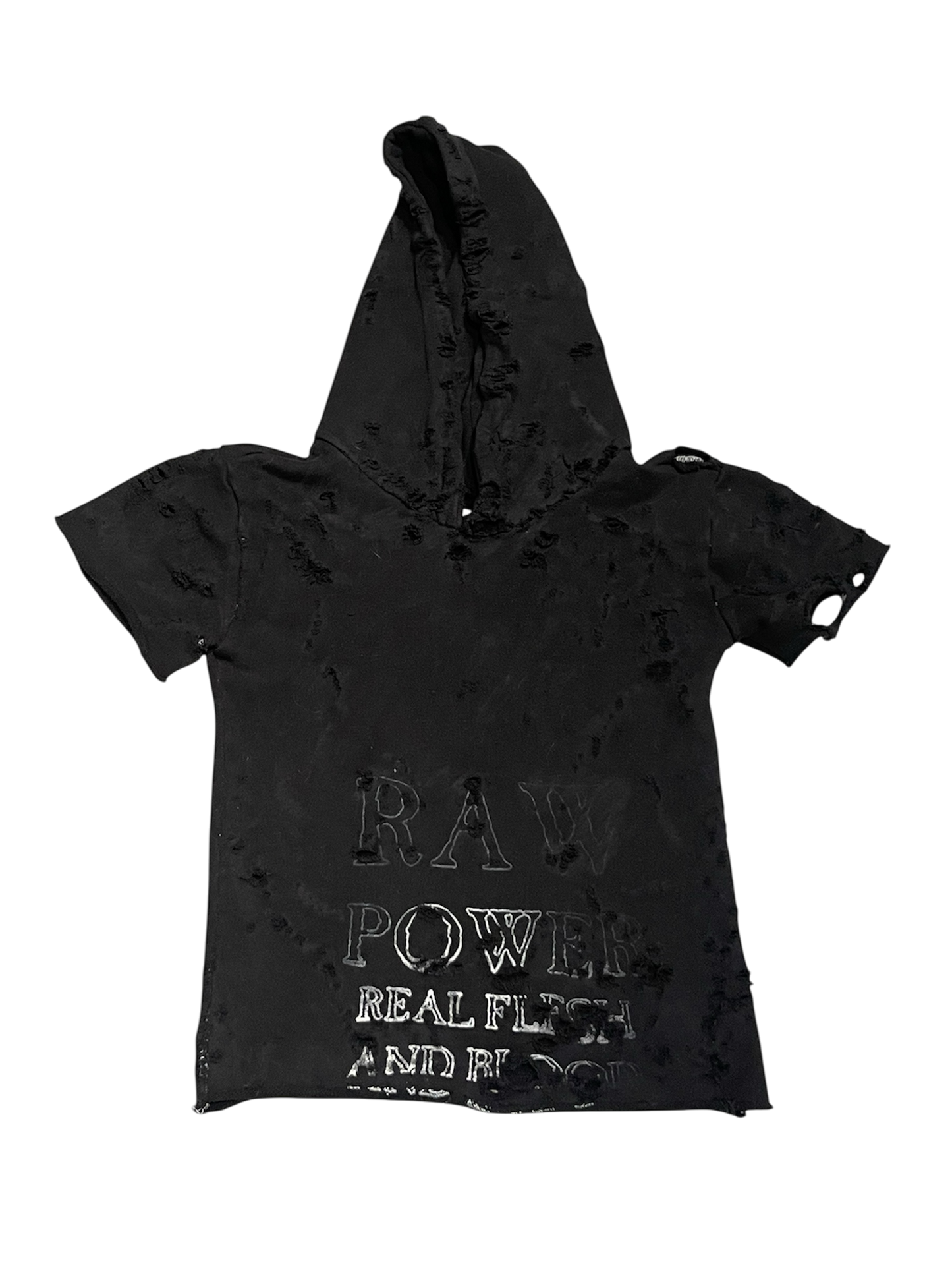 short sleeve raw power spine hoodie